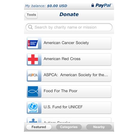 PayPal Mobile 2.5 за iPhone добавя възможност за дарения
