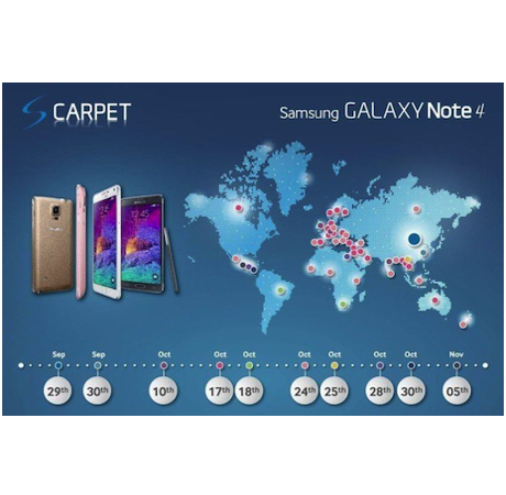 Samsung показаха карта за появата на Note 4 в различните държави