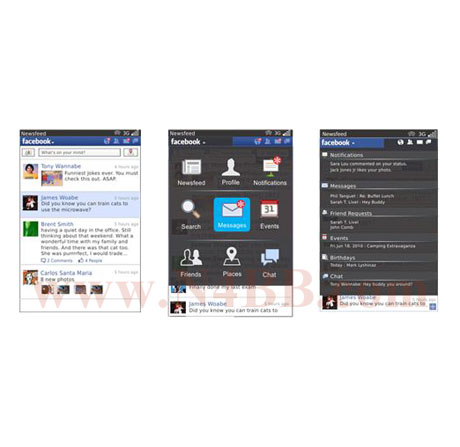 На снимки се вижда Facebook 2.0 за BlackBerry, включва Chat