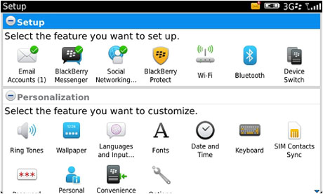 BlackBerry 7 OS – Настройки
