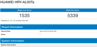В Geekbench се появи Honor 20i с Android 9 и 4GB RAM
